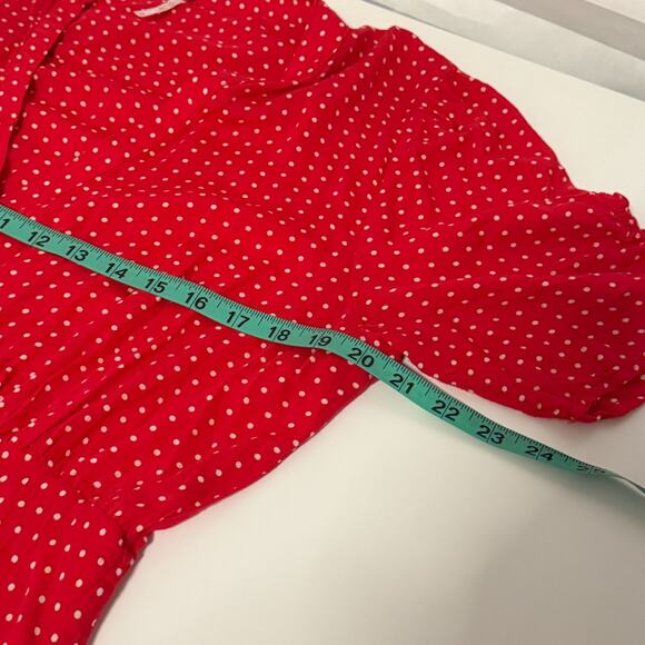 Free People Pippa Polka-Dot Mini Sz XL Button-Down Dress Y2K Feminine Cottage - Picture 8 of 16